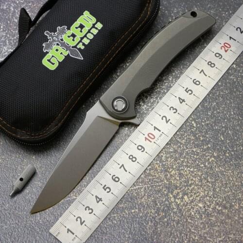 Green Thorn Overkill Folding Knife D2 Blade Titanium Handle Outdoor Survival Camping Hunting Fruit Kitchen Pocket EDC Tools