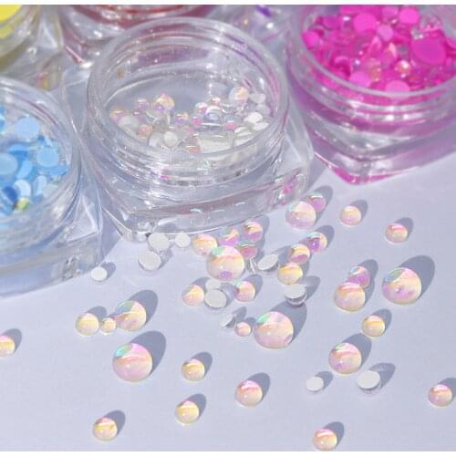 Aurora Glass Nail Rhinestones Jelly Mermaid Beads Manicure Decoration Accessories Crystal Flat Gems For DIY Nail Art Design