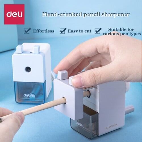 Deli pencil Multifunction sharpener Hand crank student Transparent plastic Automatic pencil sharpener Office stationery