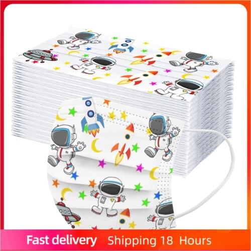 Navidad 50pcs 3ply Filters Disposable Kids Cartoon Astronaut Printed Non Woven Facial Decoraion For Face Halloween Cosplay