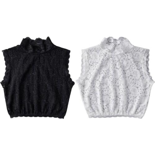 K3NF Collars Women Wind Protection in Autumn or Autumn Sweater Accessories False Collar with Hollowed-Out Embroidery