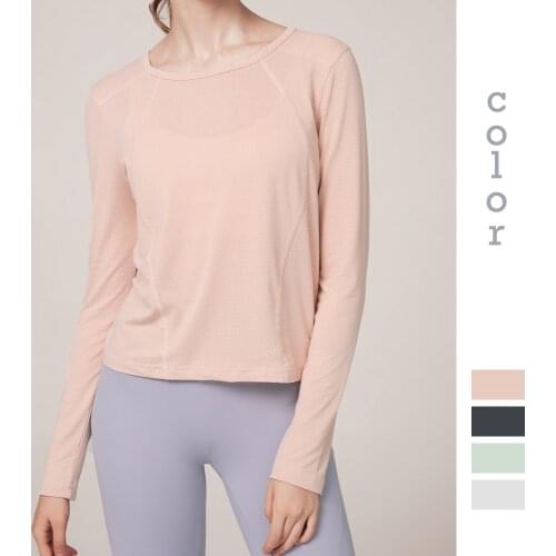 Moonglade Sports T-shirt Women Long-sleeved Tops Yoga Clothes Loose Quick-drying Breathable Running Fitness Training Blouse