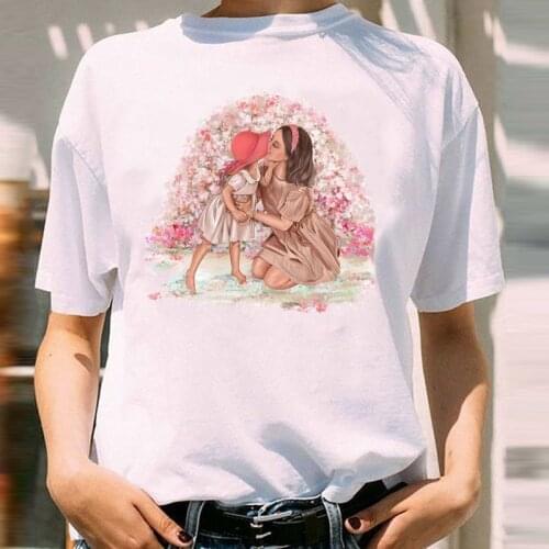 Women Graphic Spring Summer Girl Daughter Floral Flower Mom Mama Mother Cartoon Print Female Clothes Tops Tees Tshirt T-Shirt