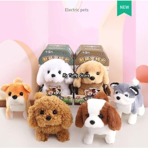 15CM Children Animals Simulation Teddy Stuffed Toys Dolls Electronic Virtual Pet Called Walking Smart Dog Tail Wagging Kids Gift