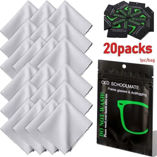 20Packs(20pcs) Suede Cloth Reusable Anti-Fog Glasses Wipes Glasses Wipe Pre-moistened Antifog Lens Defogger Wiping Eyeglass Wipe