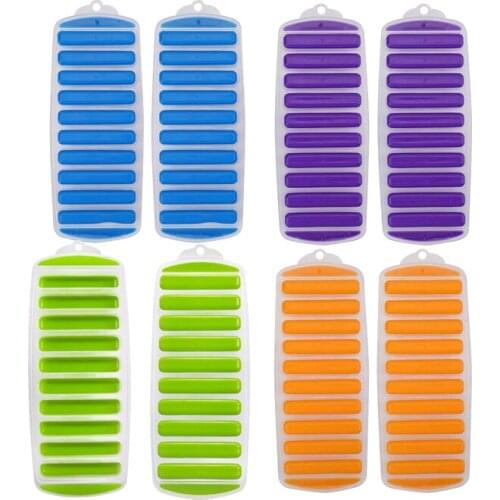8 Pack Silicone Ice Square Trays,Reusable Ice Square Molds,For Water Bottles,Whiskey,Cocktail,Fruit,Chill Drink,4 Colors