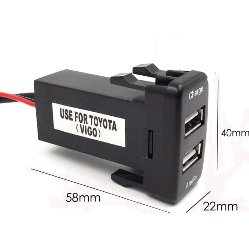 Dual USB Car Charger 12V 2 USB Port Intelligent Charge Adapter 5V 2.1A / 1A Just for Toyota VIGO USB Car Charger