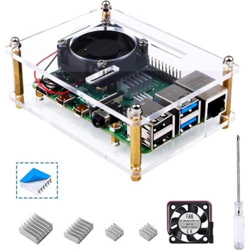 Case for Raspberry Pi 4 B, Case with Cooling Fan, Heatsinks Compatible with Raspberry Pi 4 Model B, Raspberry pi 3 B+/ 3B
