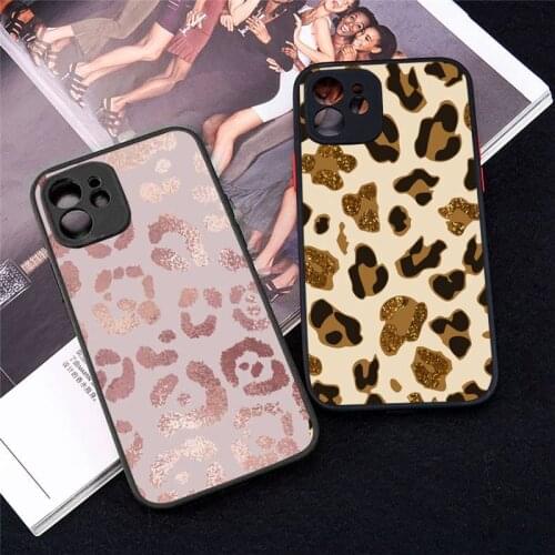 Phone Case For iPhone 12 11 Mini Pro XR XS Max 7 8 Plus X Leopard Matte transparent cover