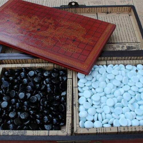 Chess Board Retro Go Game Set Wooden 37*37CM Chessboard Ming And Qing Craft Go Glass Chess Pieces Lifelike Textured Backgammon