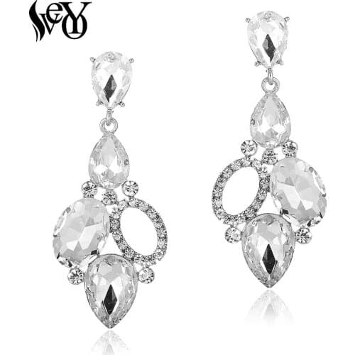VEYO Geometry Hollow out Dangle Earrings Fashion Jewelry Wedding Drop Crystal Earrings for Women Gift