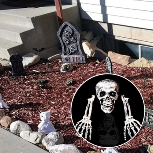 Halloween Skeleton Bones Head and Hands Set Haunted Skull Halloween Party Decoration Horror Prop To Enhance Festival Atmosphere