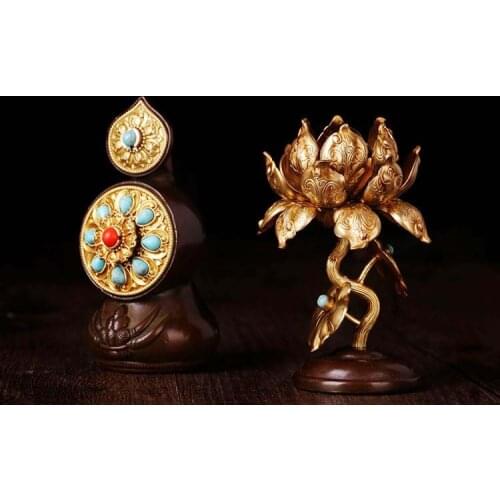 GOOD Buddhist articles# HOME efficacious Protection # Tibetan Gilded Buddhist ritual implements DUMA butter sculpture ART