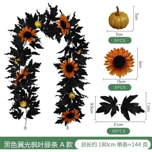 Artificial Plants, Wall-Mounted Maple Leaves Rattan Decorative Pendant Hanging Artwork for Living Room Bedroom, Halloween