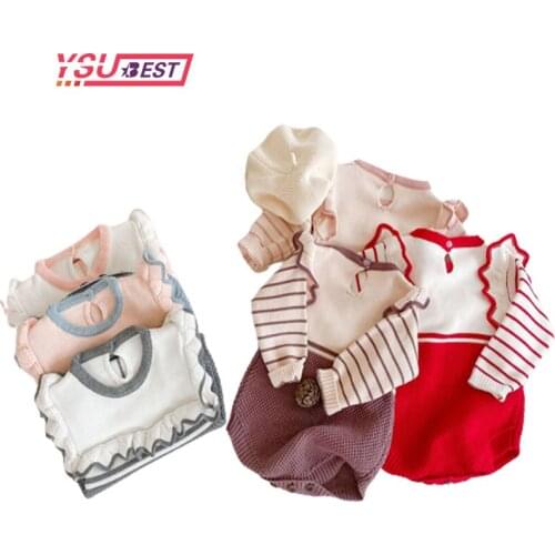 Spring Long Sleeve Newborn Baby Girls Jumpsuit Knitting Baby Girl Romper Ruffle Baby Girl Clothes Newborn Baby Rompers Twins