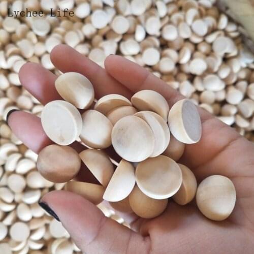 Lychee Life 200Pcs Semi-spherical Loose Bead Half Wooden Balls Unfinished Split Wood Balls For Paint DIY Projects Arts Crafts
