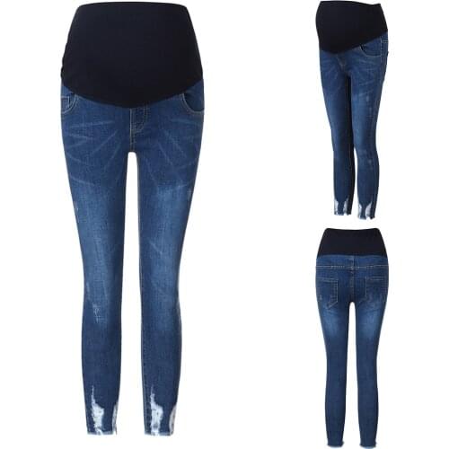 Maternity jeans Pregnant Woman Ripped Jeans Maternity Pants Trousers Nursing Prop Belly Legging clothes for pregnant women