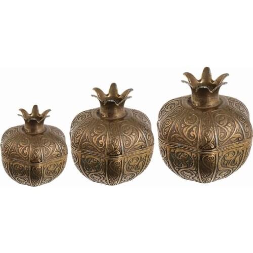 Pomegranate Miniature Turkish Deligt Candy Sugar Bowl Vintage Antique Style Unique Home Decor Gift Kitchen 3 Pieces Set