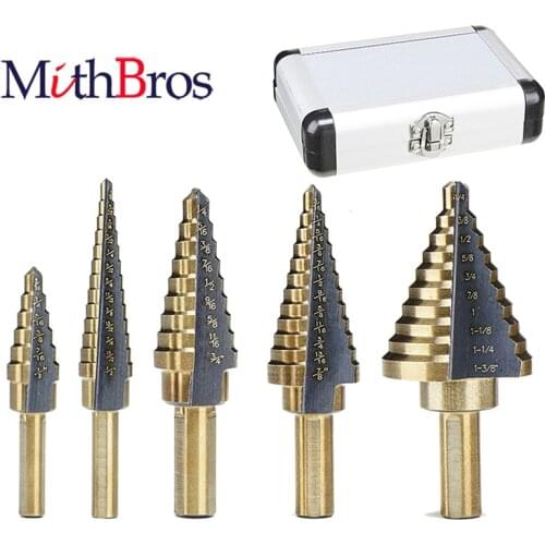 MithBros 5pcs Hss Cobalt Multiple Hole 50 Sizes Step Drill Bit Set with Aluminum Case Power Tool Drill Bit Tool Accessories