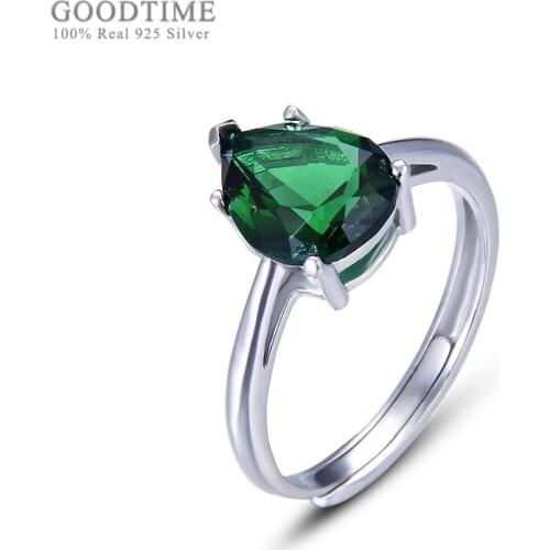 Fashion Women Rings Really 925 Sterling Silver Synthetic Green Crystal Ring Lady Ring Jewelry Engagement Ring Christmas Gift