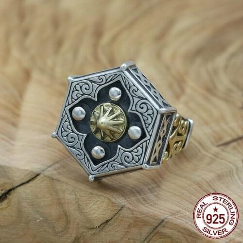 100% S925 sterling silver mens ring personality fashion classic jewelry retro style carved Chinese style domineering style new