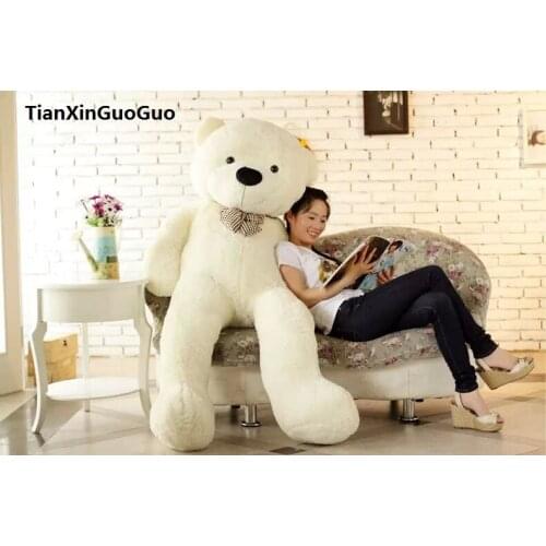 Fillings plush toy huge 180cm white teddy bear bowtie bear soft doll hugging pillow birthday gift h1311