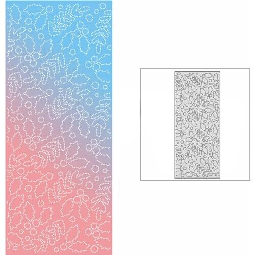 New Slim Dotted Holly Leaf Berry Background Plate Craft Embossing 2021 Metal Cutting Dies for DIY Scrapbooking Album Card Making