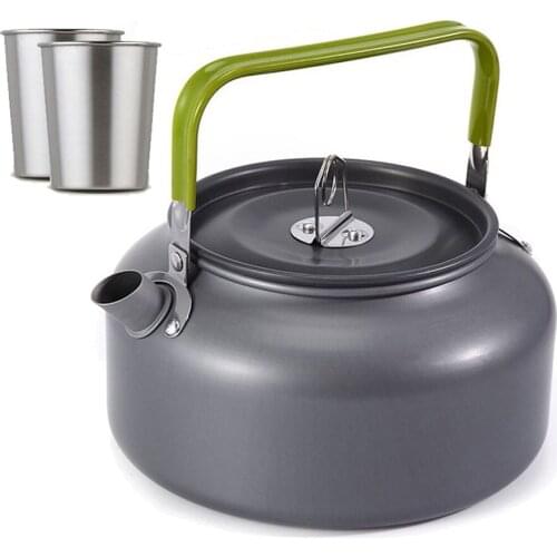 0.8L Camping Kettle Outdoor Boil Water Kettle Ultralight Teapot with Cups Portable Camping Tableware Coffee Pot Set