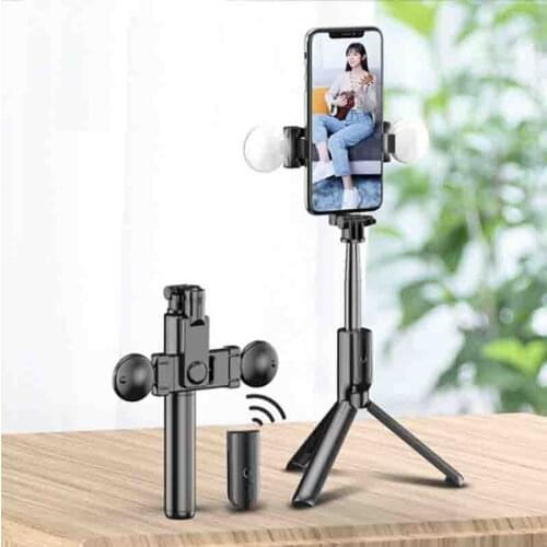 Two LED Fill Light Bluetooth Expandable Shutter Mini Portable Tripod Adjustable Foldable Handheld Mmonopod Support IOS &Android