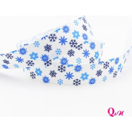 Q&N ribbon 16mm 22mm 25mm 38mm 50mm 75mm snow printed grosgrain/FOE ribbon webbing 50yards/roll for hair tie free shipping