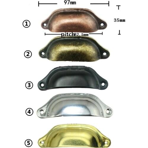 Retro Metal Kitchen Drawer Cabinet Door Handle Furniture Knobs Hardware Cupboard Antique Metal Shell Pull Handles,97mm,2Pcs