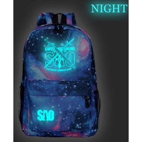 Men Women Boys Girls Sword Art Online Luminous Rucksack Beautiful New Pattern Backpack Fashion Bag Men Women Travel Knapsack