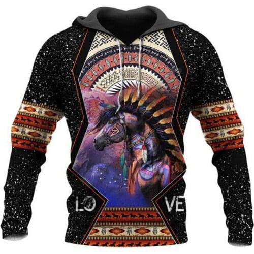 Premium Native Culture Horse 3D Printed Unisex Sweatshirt zipper hoodies women For men Pullover streetwear Cosplay costumes 02