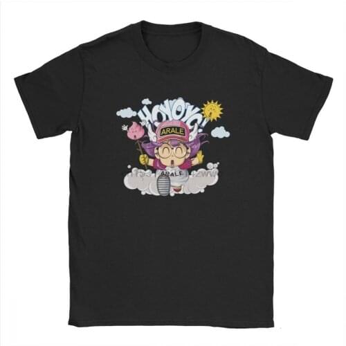 Tyburn Arale T-Shirts for Men Dr Slump Toriyama Anime Manga 90s Cute Robot 80s Vintage Pure Cotton Tees Short Sleeve Gift Idea