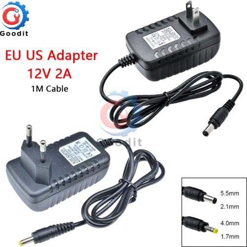 EU US Plug Adapter AC 100-240V to DC 12V 2A lighting transformers Power Supply Adapter Converter Charger For LED Strip light