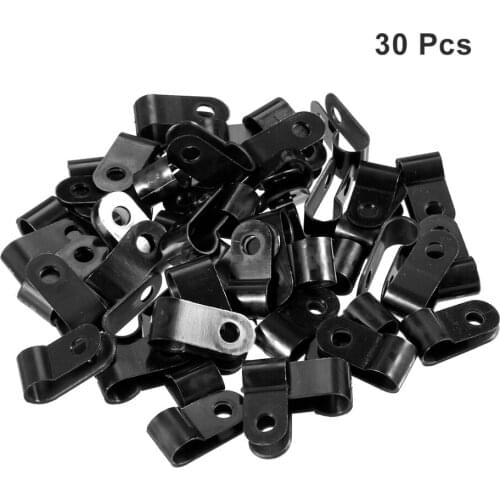 UXCELL R-Type 30pcs White Black 3.1/6.4/8.4/9.5mm Dia. Wire Hose Tube Nylon Cable Clamp Locking Wiring Organizer Cord Clips