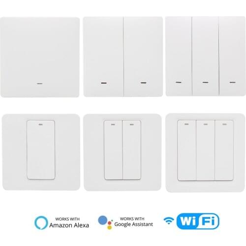 WiFi Smart Switch Push Button Smart Life/Tuya APP Remote Control google home voice control for 1/2/3 Gang Null and Fire Line