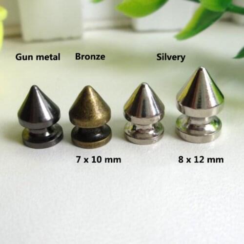 7/8mm Brass Bullet Spike Bracelet Rivet Stud Screw Back For Bag Hat Shoe Leather Craft chocker Collar Garment Accessories
