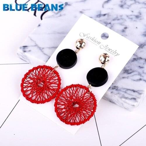 Tassel earrings bohemian trendy statement luxury long earring handmade gifts for women geometric fringe fashion drop wooden boho