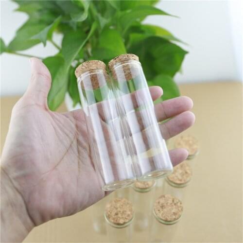 12 Pieces 30*100mm 50ml Mini Glass bottle Jar Test Tube Cork Stopper Spice Bottles Container Small Vials Tiny glass Vial Bottle