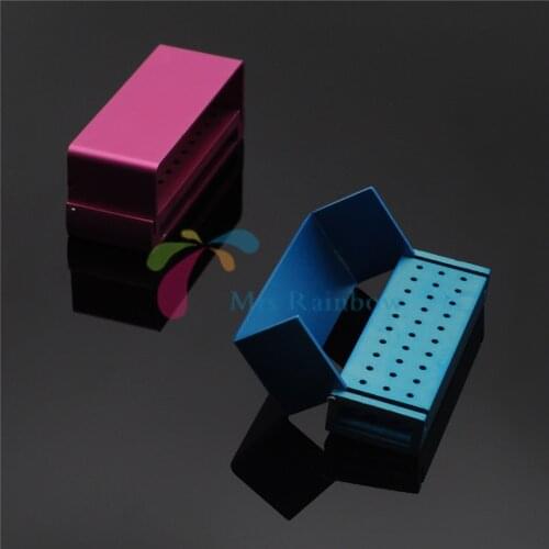 Dental 30 Hole Alumimum Autoclavable FG Bur Burs Holder Block Case 2Pcs