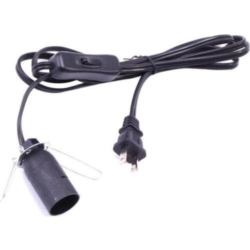 2pcs E12 Bulb Base Adaptor Switch Cable Hanging Lamp Light Socket Holder Converter Power Cord Cable with On/Off Switch black