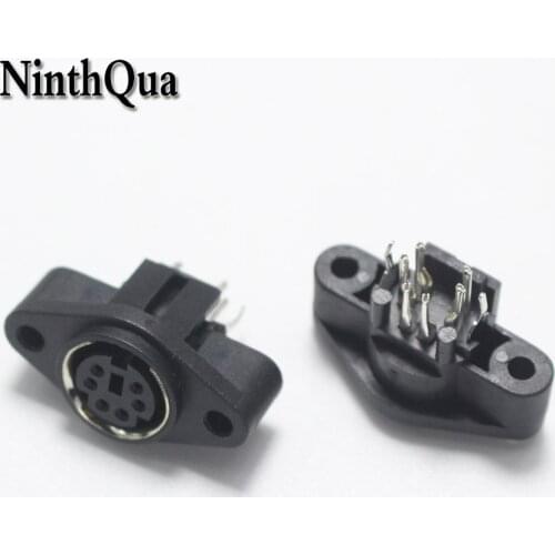 2PCS/Lot MDC/S Terminal Socket DIN Jack Connector Mini PS2 6Pin 6P with Fixed Hole Mouse Keyboard