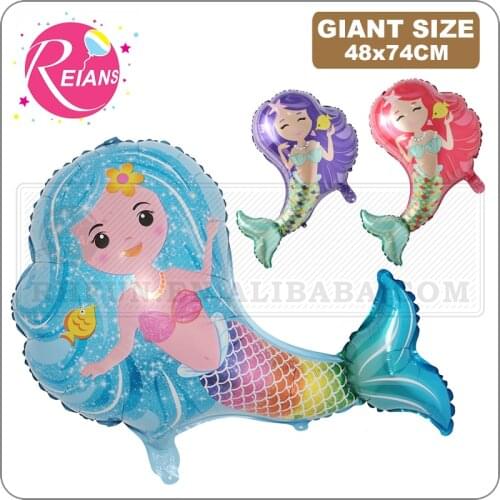 3 color Large Size mermaid fish princess Aluminum Foil Balloon Cartoon Wedding Birthday Party Decoration Inflatable Air Balloon