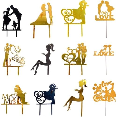 33 Styles Cake Flags Love Heart Wedding Cake Topper Bride Groom Wedding Party Cake Baking Decor Engagement Cake Supplies Decorat