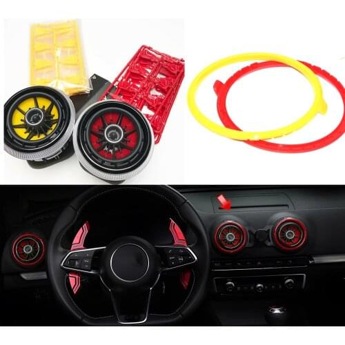 4pcs Interior Front Dashboard Red Air Condition Cover For Audi A3 S3 8V 2013 2014 2015 2016 Air Vent Outlet Replacement Trim
