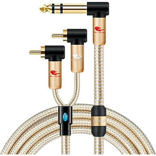 1/4 Inch TRS 6.35mm to 2 x RCA Male Audio Cable Amplifier Mixer DVD Home Stereo Speaker System Y Splitter Shielded Cords