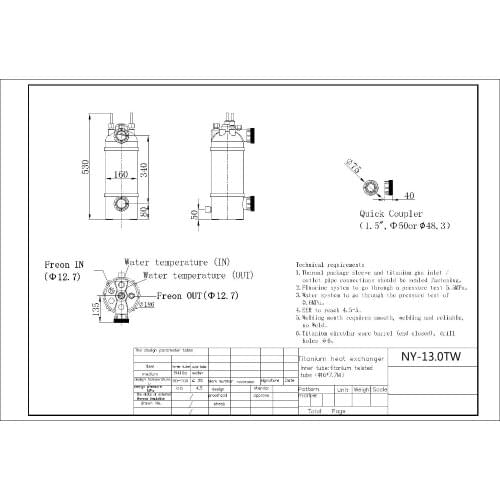 Free shipping ! 13.0KW swimming pool heat pump heat exchanger titanium shell tube condenser