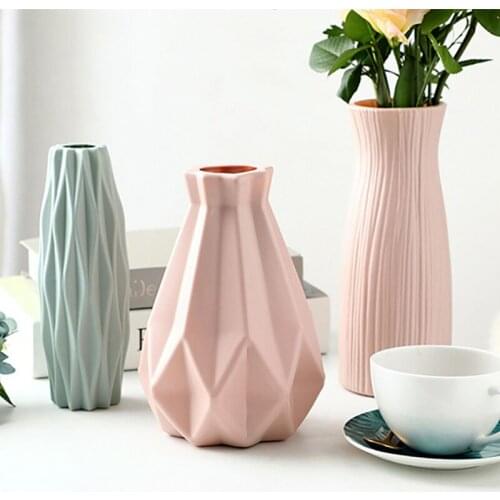 Home Bedroom Modern Tabletop Vase Creative Nordic Plastic Morandi Living Room Ornament Garden Supplies Three Shapes Europe Style