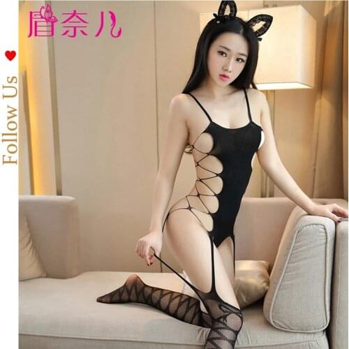 European and American Sexy Sexy Underwear Hollow Tight Mesh Bodysuit Stockings Uniform Temptation Suit